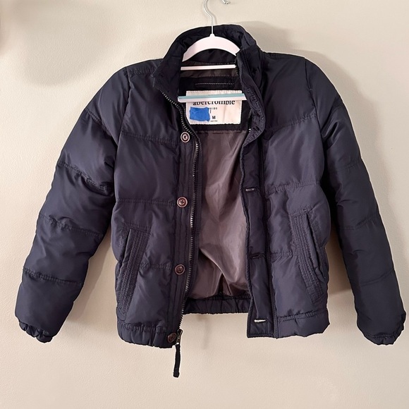 Abercrombie Kids Down/Feather Jacket Puffer Navy Zipper & Button Close Y2K Retro - Picture 3 of 9